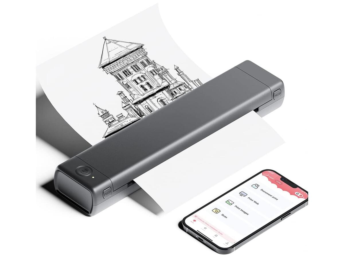 Бездротовий портативний принтер для друку А4 Phomemo M08F Dark