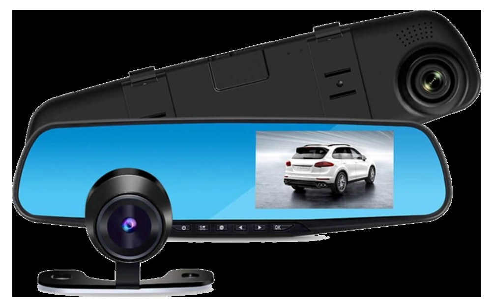 Регистратор vehicle blackbox. Мир автодержателей видеорегистратор-зеркало DVR Full HD 1080p, черный.