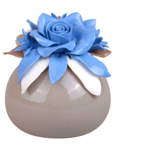 Декоративна парфумерна фарфорова ваза Light Hous Бриз сіра синя квітка 10 см фото №1