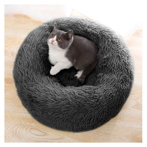 Лежак пуф для котів собак круглий Taotaopets 552201 L Темно-сірий (5516-17739) фото №4