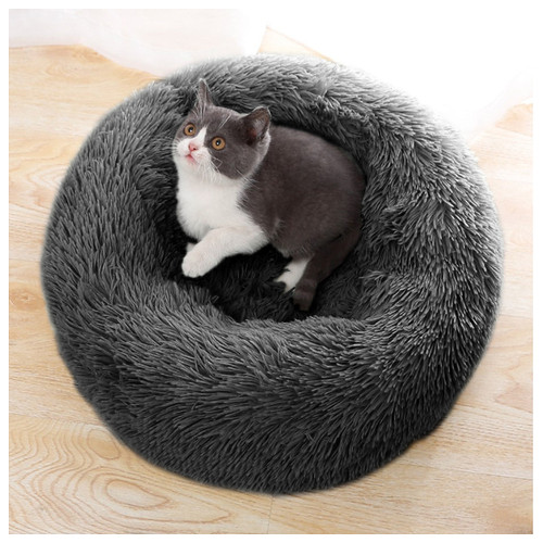 Лежак пуф для котів собак круглий Taotaopets 552201 XL Темно-сірий (5516-21459) фото №3