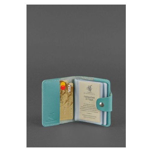 Жіночий шкіряний кард-кейс 7.1 (Книжка) бірюзовий Blank Note BN-KK-7-1-tiffany фото №2