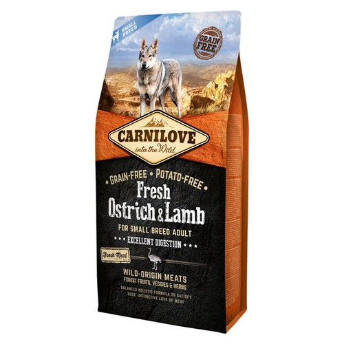 Корм для собак Carnilove Fresh Ostrich & Lamb Excellent Digestion 6 кг (170870/7496) фото №1