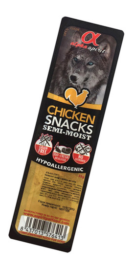Напіввологі ласощі для собак Alpha Spirit Dog Snacks Chicken курятина кубики 35г 8437013576413 (as04316) фото №1