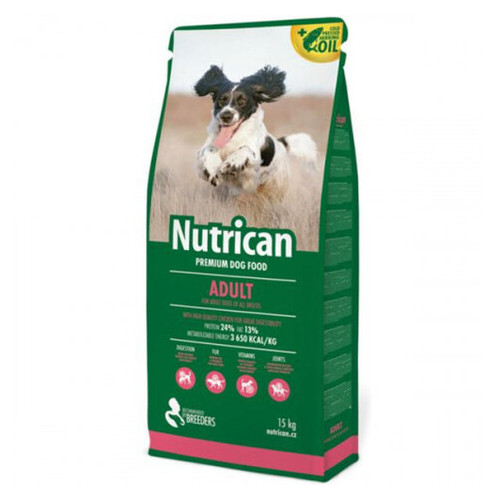 Сухий корм Nutrican Adult для дорослих собак усіх порід зі смаком курки, 15 кг ti-nc507016 фото №1