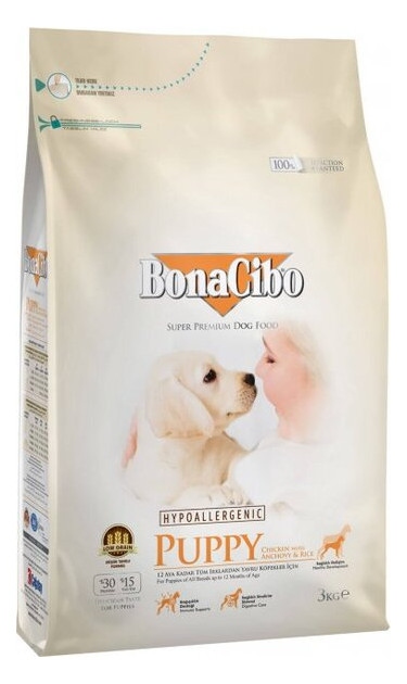 Корм для цуценят BonaCibo Puppy ChickenRice with Anchovy 3 kg (BC406106) фото №1