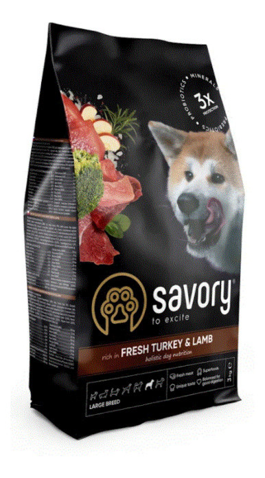 Корм сухий для собак Savory Large Breeds rich in Fresh Turkey Lamb 3 kg (30235) фото №1