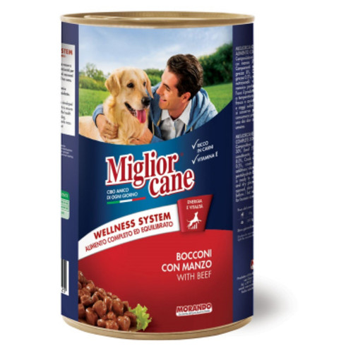 Консерви для собак Migliorcane зі шматочками яловичини 1250 г (8007520011525) фото №1