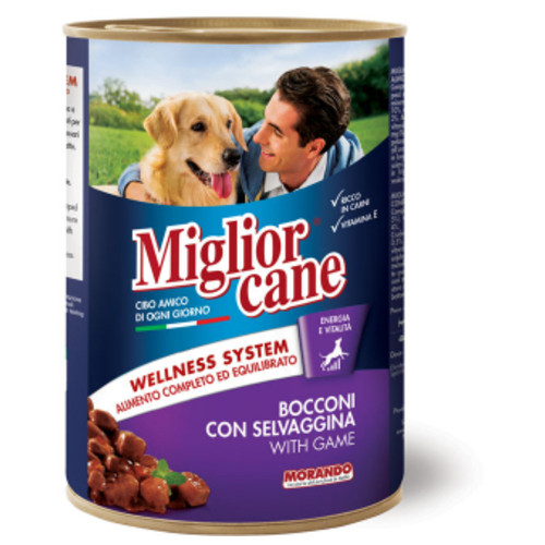 Консерви для собак Migliorcane зі шматочками дичини 405 г (8007520011259) фото №1