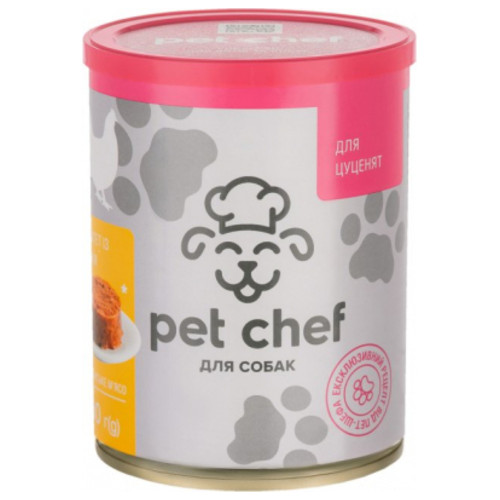 Консерви для собак Pet Chef паштет з куркою для цуценят 360 г (4820255190372) фото №1