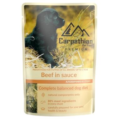Вологий корм для собак Carpathian Pet Food у соусі з яловичиною 100 г (4820111141159) фото №1