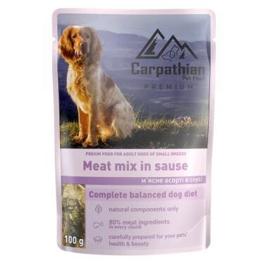 Вологий корм для собак Carpathian Pet Food м'ясне асорті в соусі 100 г (4820111141142) фото №1