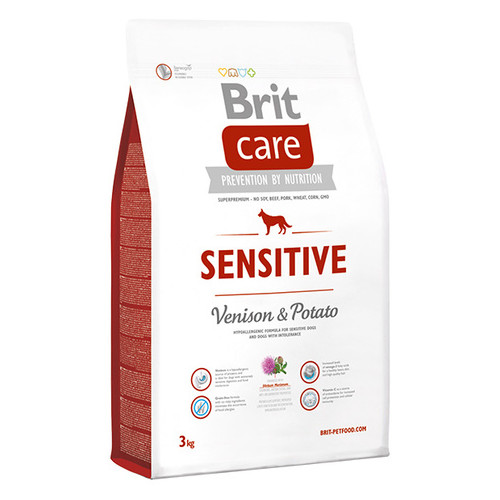 Корм для взрослых собак Brit Care Sensitive Venison&Potato с олениной 3 кг фото №1