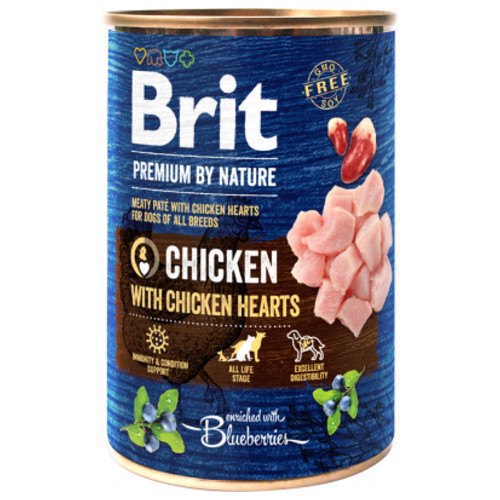 Консерви для собак Brit Premium by Nature курка з курячим серцем 800 г (8595602538546) фото №1