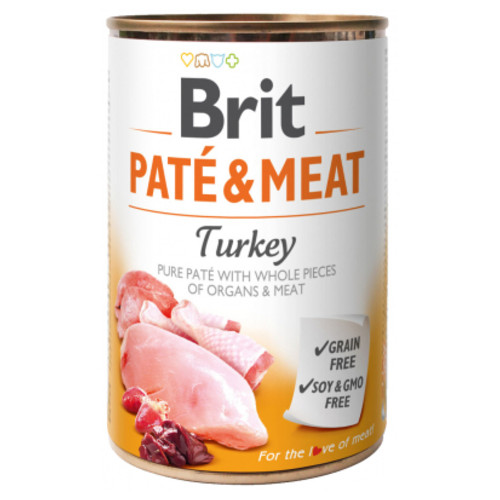 Консерви для собак Brit Pate and Meat зі смаком індички 400 г (8595602530298) фото №1