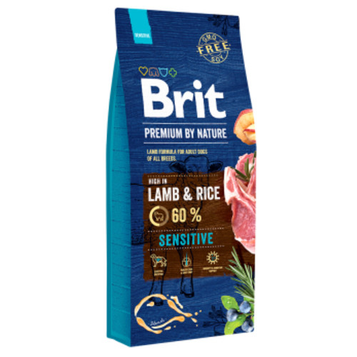 Сухий корм для собак Brit Premium Dog Sensitive Lamb 15 кг (8595602526642) фото №1