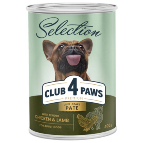 Консерви для собак Club 4 Paws Selection Паштет з куркою та ягнятим 400 г (4820215368681) фото №1
