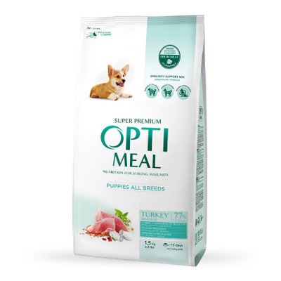 Сухий корм для собак Optimeal для цуценят всіх порід зі смаком індички 1.5 кг (4820215362351) фото №1