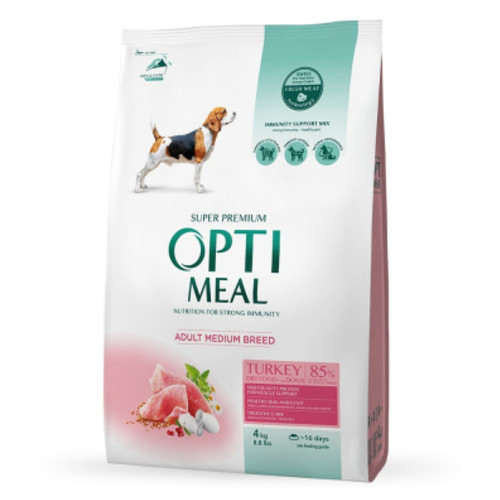 Сухий корм для собак Optimeal для середніх порід зі смаком індички 4 кг (4820083905513) фото №1