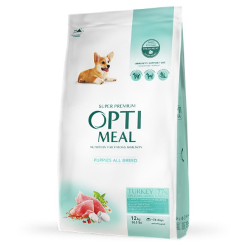 Сухий корм для собак Optimeal для цуценят всіх порід зі смаком індички 12 кг (4820083905483) фото №1