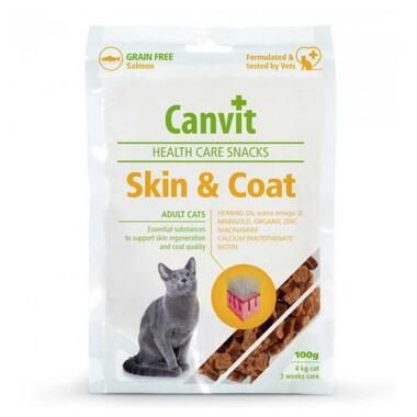 Напіввологі ласощі Canvit Skin and Coat для котів 100г (can514076) фото №1