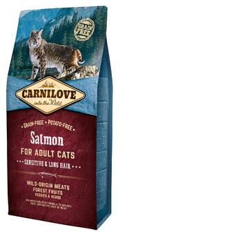 Корм для кошек с чувствительным пищеварением Carnilove Cat Sensitive Long Hair Лосось 6 kg (170204) фото №1