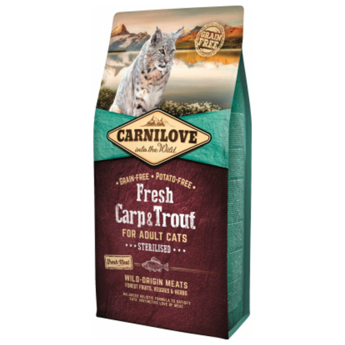 Сухий корм для кішок Carnilove Fresh з коропом і фореллю 6 кг (8595602527465) фото №1