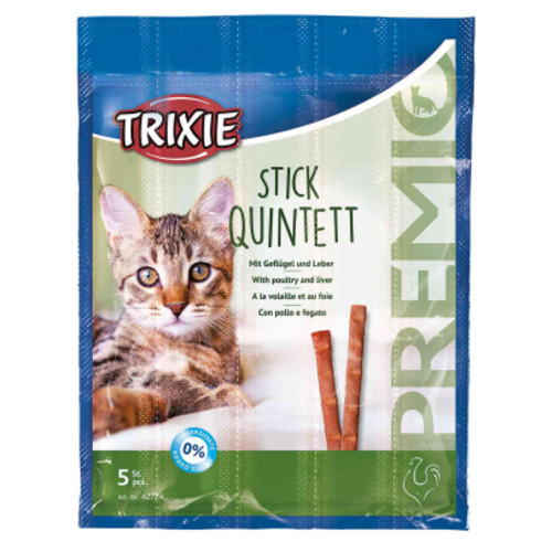 Ласощі для котів Trixie PREMIO Quadro-Sticks 5 шт (домашній птах) (4011905427249) фото №1