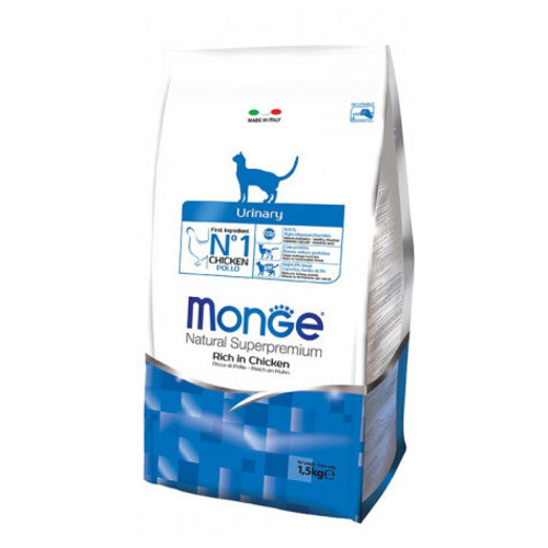 Сухий корм Monge Cat Urinary з куркою та рисом для дорослих кішок для профілактики сечокам'яної хвороби 1,5 кг фото №1