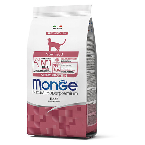 Сухий корм для стерилізованих кішок з яловичиною Monge Cat Monoprotein Sterilised 1,5 кг фото №2