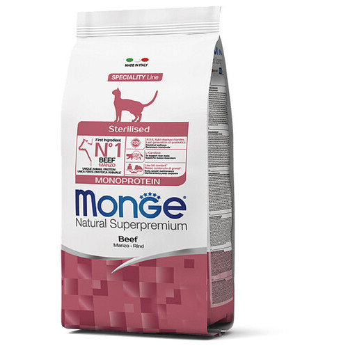 Сухий корм для стерилізованих кішок з яловичиною Monge Cat Monoprotein Sterilised 1,5 кг фото №1