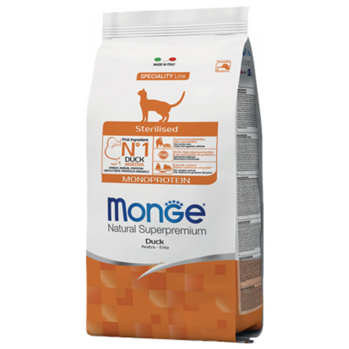 Сухий корм для кішок Monge Cat Sterilised з качкою 10 кг (8009470056182) фото №1