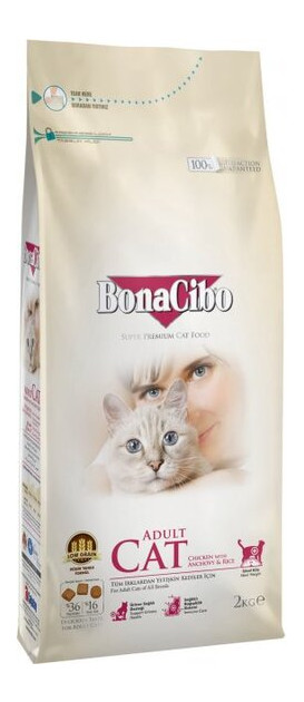 Корм для кішок BonaCibo Adult Cat ChickenRice with Anchovy 2 kg (BC406090) фото №1