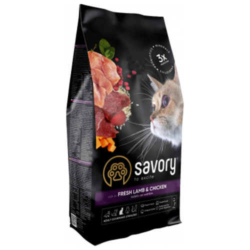 Сухий корм для кішок Savory Adult Cat Steril Fresh Lamb and Chicken 2 кг (4820232630112) фото №1