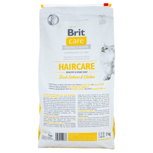 Сухий корм для кішок Brit Care Cat GF Haircare Healthy and Shiny Coat 7 кг (8595602540877) фото №2