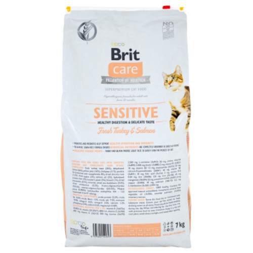Сухий корм для кішок Brit Care Cat GF Sensitive HDigestion and Delicate Taste 7 кг (8595602540693) фото №2