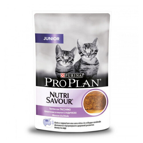 Вологий корм Purina Pro Plan Cat Nutrisavour Junior для кошенят мус з індичкою 85 г (149430) фото №1