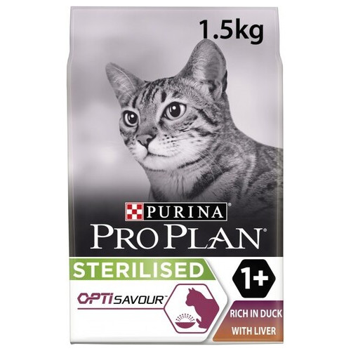 Сухой корм для котов Purina Pro Plan Sterilised с уткой и печенью 15 кг (00-00031054) фото №1