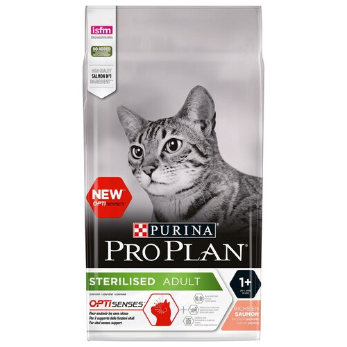 Сухой корм для стерилизованных кошек и котов Purina Pro Plan Sterilised Adult 1+ с лососем 1.5 кг (00-00029757) фото №3