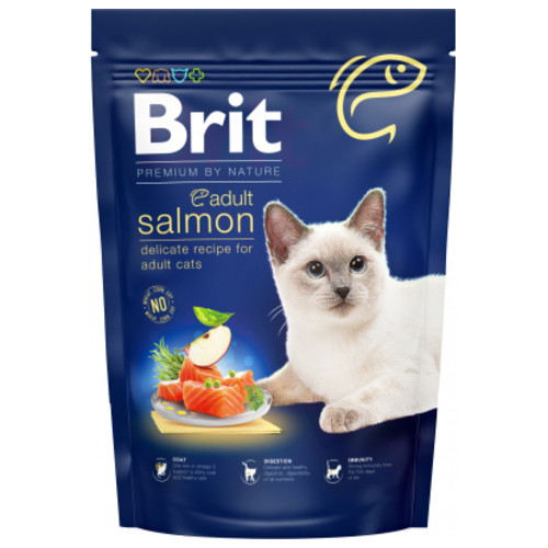 Сухий корм для кішок Brit Premium by Nature Cat Adult Salmon 800 г (8595602553051) фото №1