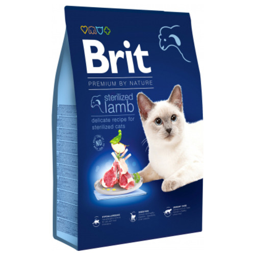 Сухий корм для кішок Brit Premium by Nature Cat Sterilized Lamb 8 кг (8595602553242) фото №1