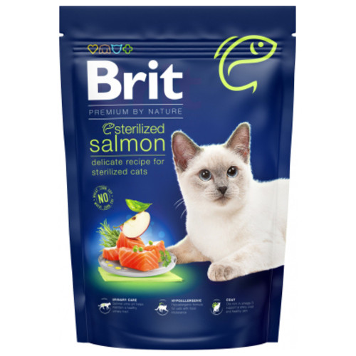 Сухий корм для кішок Brit Premium by Nature Cat Sterilized Salmon 800 г (8595602553099) фото №1