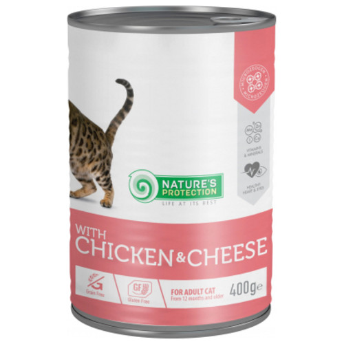 Консерви для кішок Nature's Protection Adult Chicken & Cheese 400 г (KIK45608) фото №1