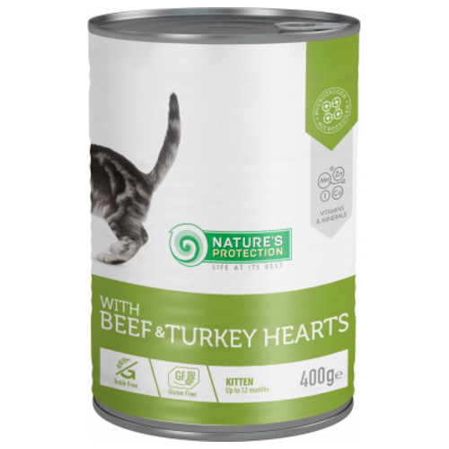 Консерви для кішок Nature's Protection Kitten Beef & Turkey hearts 400 г (KIK45610) фото №1