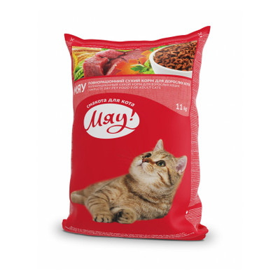 Сухий корм для котів Мяу! зі смаком м'яса 11 кг (4820083902093) фото №1