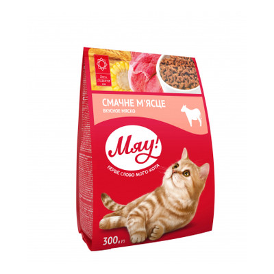 Сухий корм для котів Мяу! зі смаком м'яса 300 г (4820215364560) фото №1
