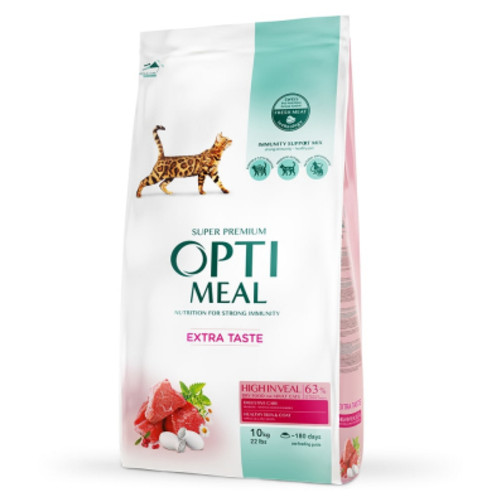 Сухий корм для кішок Optimeal зі смаком телятини 10 кг (B1830501) фото №1