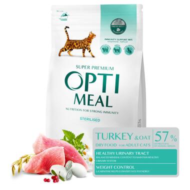 Сухий корм для кішок Optimeal для стерилізованих/кастрованих індичка та овес 700 г (4820215369633) фото №2