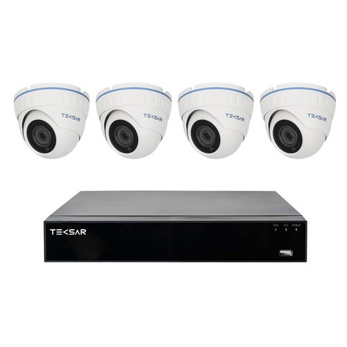 Комплект видеонаблюдения Tecsar B4CH4AB-HD на 4 камеры 2 Мп и гибридный AHD видеорегистратор фото №1