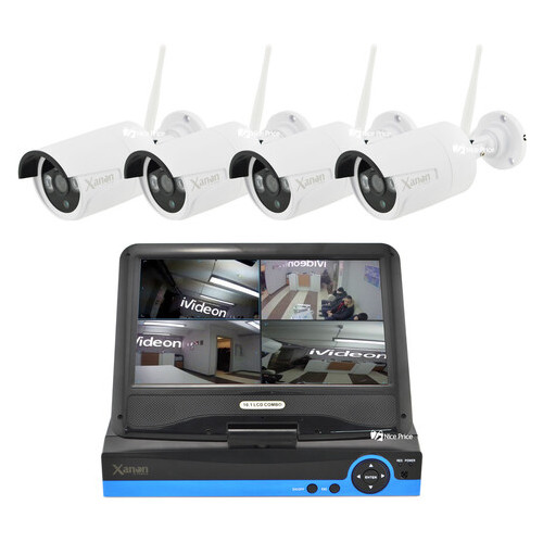 Комплект видеонаблюдения беспроводной Xanon JX-M1004IP WiFi 4 камеры (12332) фото №1
